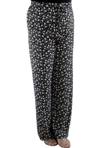 Saloos Black Daisy Design Tie Waist Trousers